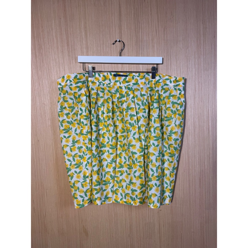 ModCloth Yellow Floral Pleated A-Line Skirt Plus Size 3X New With Tags NWT